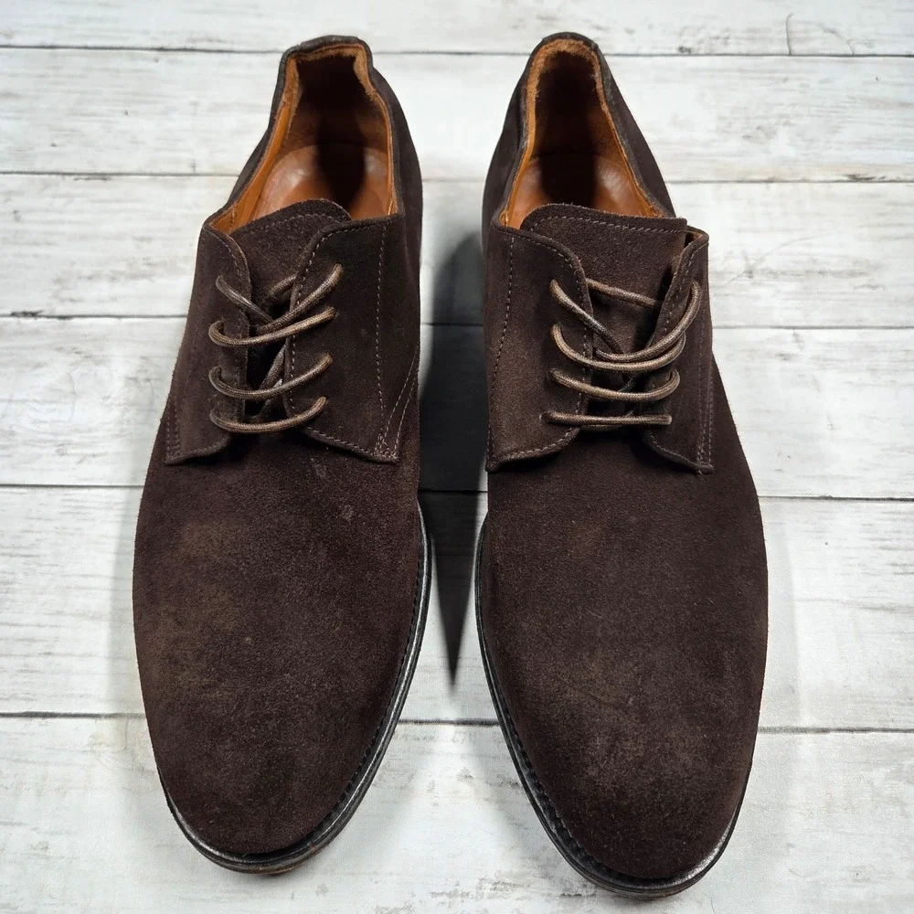 Aquatalia Suede Derby Dress Shoes Italian Brown Mens Size 10.5 Lace Up Round Toe